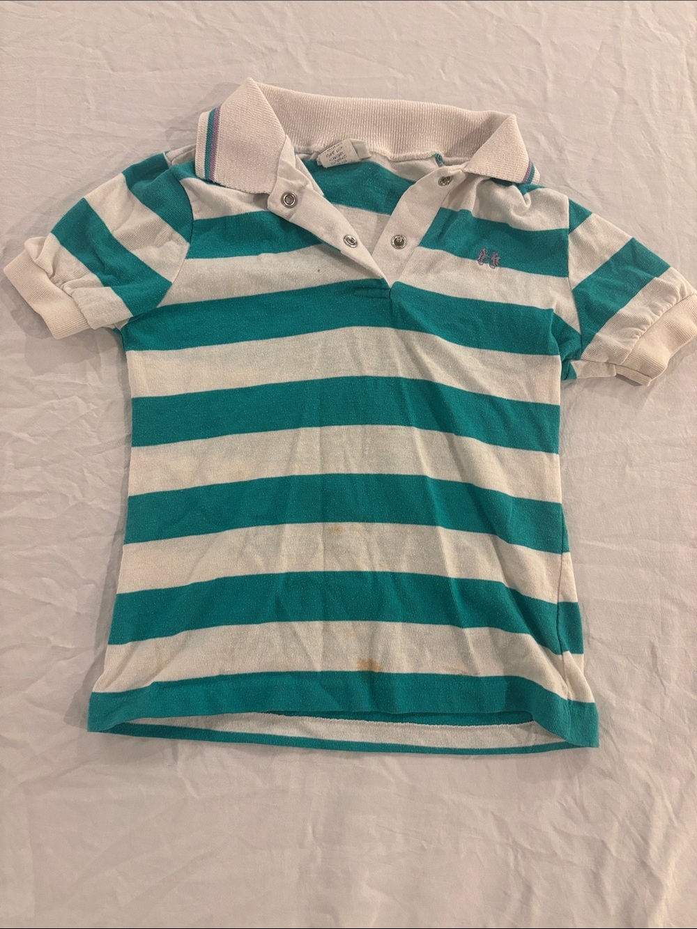 Vintage McGregor Teal and White Striped Kids Polo